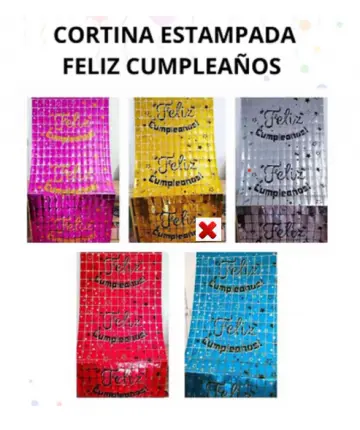 CORTINA CUADROS ESTAMPADA FELIZ CUMPLEAÑOS RF-LUNA007