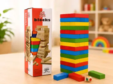 JUEGO JENGA 54 PCS COLORES RF:BLK-117