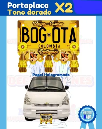 PORTA PLACA CARRO DORADO VIRGEN DEL CARMEN