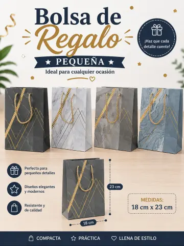 BOLSA DE REGALO PEQUEÑA LINEAS DORADAS RF:NA4191