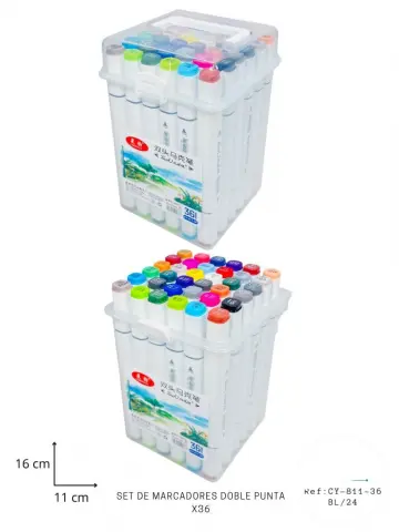SET DE MARCADORES DOBLE PUNTA X36 RF:CY-811-36