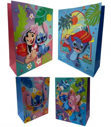 BOLSA DE REGALO STITCH  ESCARCHADA ALTO RELIEVE PEQUEÑA 23 X 18 RF:IF7364