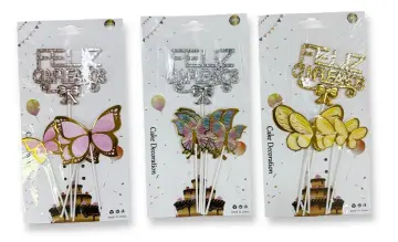 TOPPER FELIZ CUMPLEAÑOS BRILLANTE CON MARIPOSAS RF-PARTY ON 1158