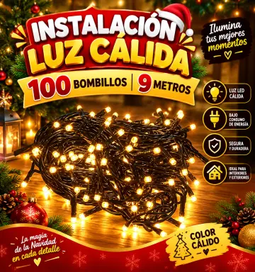INSTALACION CABLE VERDE CALIDA   100 BOMBILLOS 9 METROS RF:A0324GC
