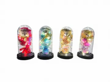 CUPULA CON ROSA Y PELUCHE 22 CM RF: PARTY ON 1004