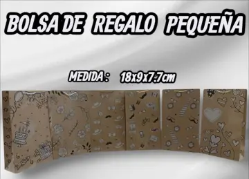 BOLSA DE REGALO KRAFT PEQUEÑA ESTAMPADA X12
