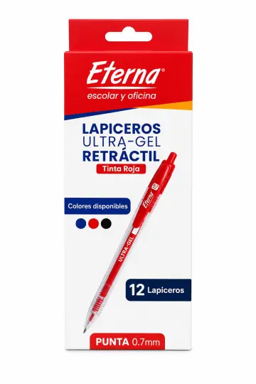 LAPICERO RETRACTIL ULTRA GEL ROJO X12 RF:ET682