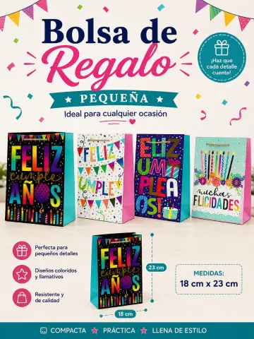 BOLSA DE REGALO PEQUEÑA FELIZ CUMPLEAÑOS RF:NA393