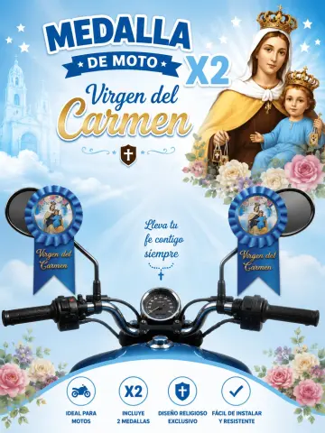 MEDALLA PARA MOTO Y CARRO X2 VIRGEN DEL CARMEN