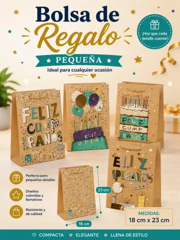 BOLSA DE REGALO PEQUEÑA CRAFT FELIZ CUMPLEAÑOS RF:NA584