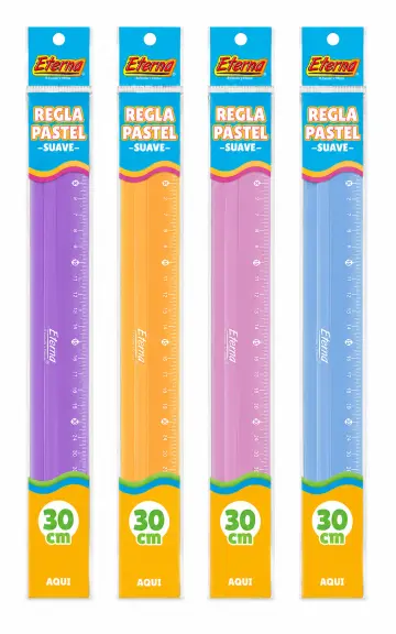 REGLA FLEXIBLE ETERNA PASTEL 30 CM RF:ET828