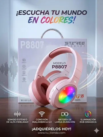 AUDIFONO DIADEMA BLUETOOTH CON LUZ RF:CH26018