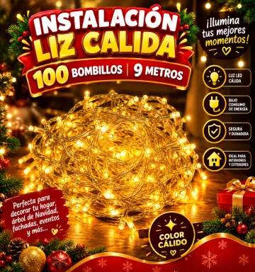 INSTALACION BLANCA CALIDA 100 BOMBILLOS 9 METROS RF:A0324TC