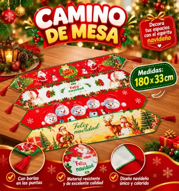 CAMINO DE MESA NAVIDEÑO 180X33CM RF:W2463