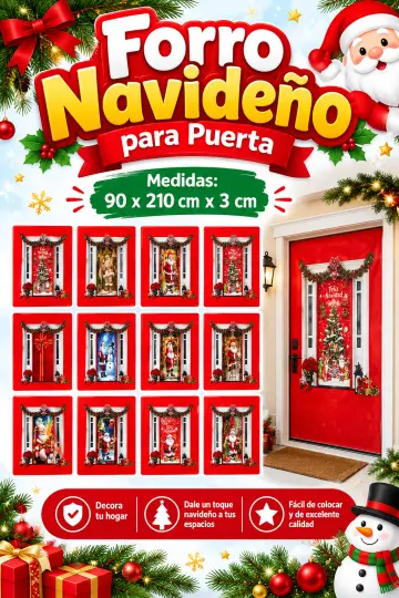 FORRO NAVIDEÑO PARA PUERTA 90X210CM XCM RF:HG26-6325-92