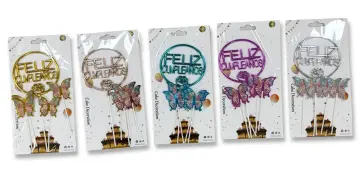 TOPPER FELIZ CUMPLEAÑOS CIRCULO MARIPOSA RF-PARTY ON 1153