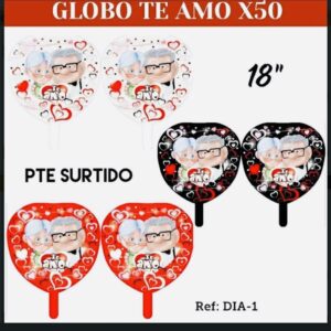 BLOGO ABUELOS CORAZÓN TE AMO 18 pulgadas metalízalo