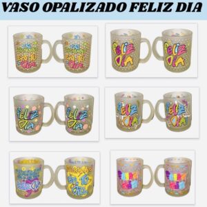 VASO OPALIZADO FELIZ CUMPLEAÑOS TE AMO TE QUIERO