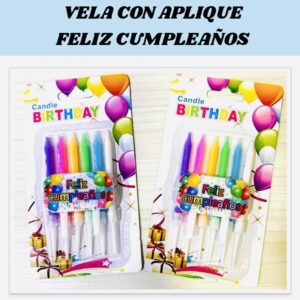 VELA CON APLIQUE FELIZ CUMPLEAÑOS RF-LX-6005