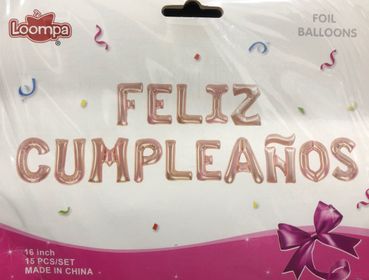 Feliz cumpleaños Inflable Oro Rosa x 15 pcs