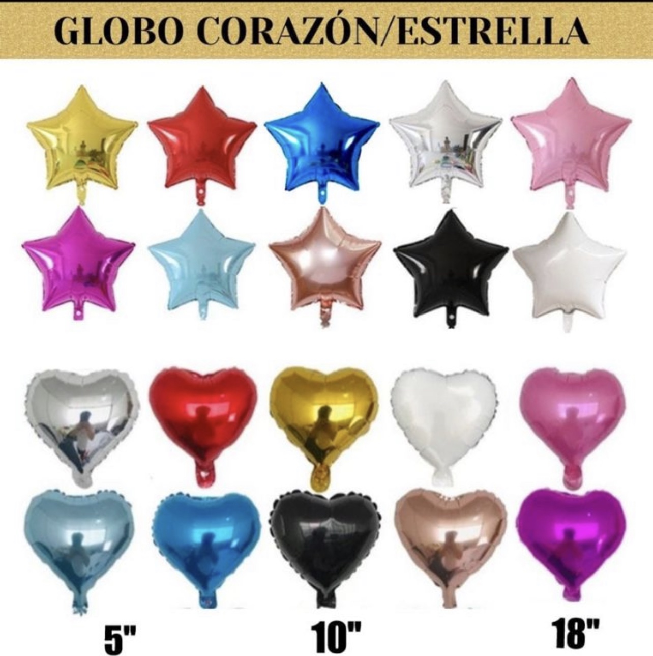 GLOBO METALIZADO ESTRELLA 10 PLG X50 UND RF-LUNA014