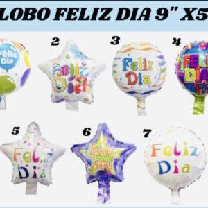 GLOBO ESTRELLA Y REDONDO FELIZ DÍA METALIZADO 9 PULGADAS