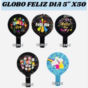 GLOBO REDONDO FELIZ DÍA METALIZADO 5 PULGADAS