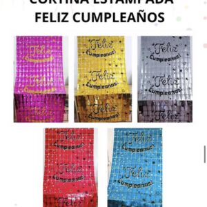 CORTINA CUADROS ESTAMPADA FELIZ CUMPLEAÑOS RF-LUNA007