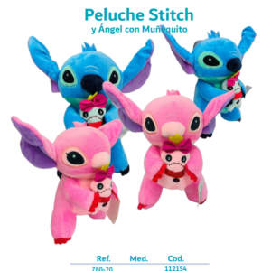 PELUCHE STICH 20 CM PAREJA (2 UNIDADES ANGEL Y STICH)