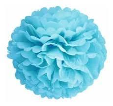 POM POM CELESTE Y BLANCO 30CM